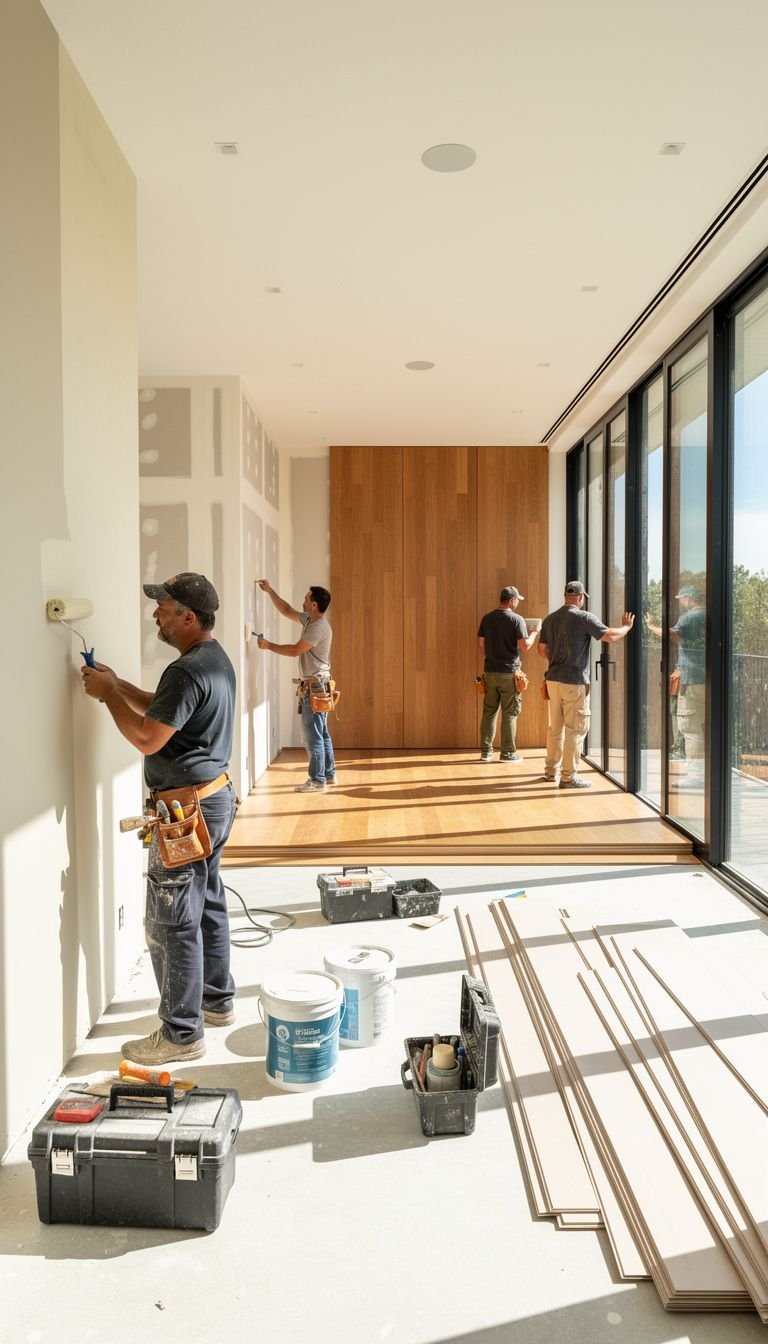 Travaux dans une pièce lumineuse